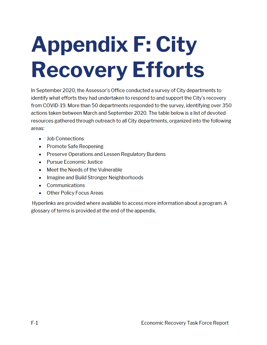 ERTF Appendix F - City Recovery Efforts